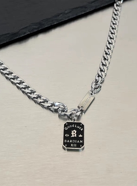 好运铭牌钛钢项链男女ins冷淡风