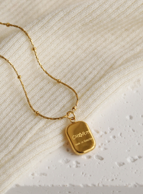 钛钢金色方砖钛钢锁骨链毛衣链