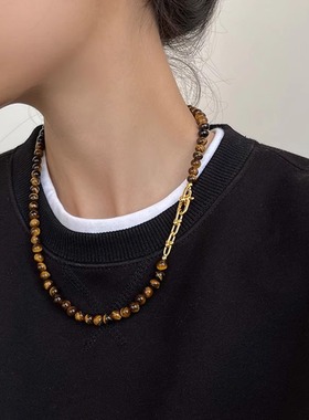 美拉德虎眼石串珠项链