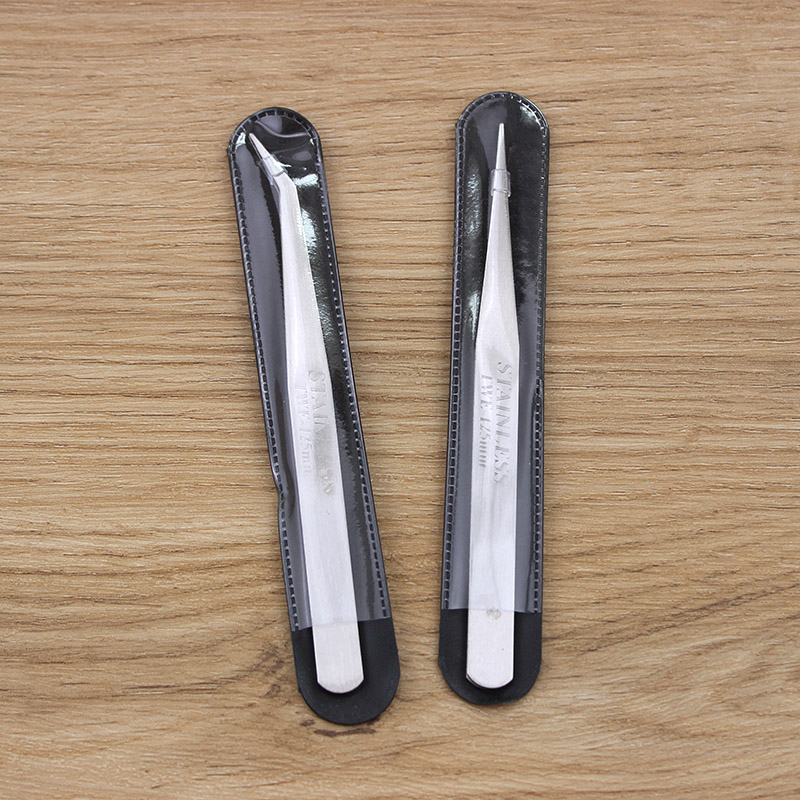 手工diy工具镊子 不锈钢尖头弯头直镊子夹子捏子手账家用缝纫工具 - 图2