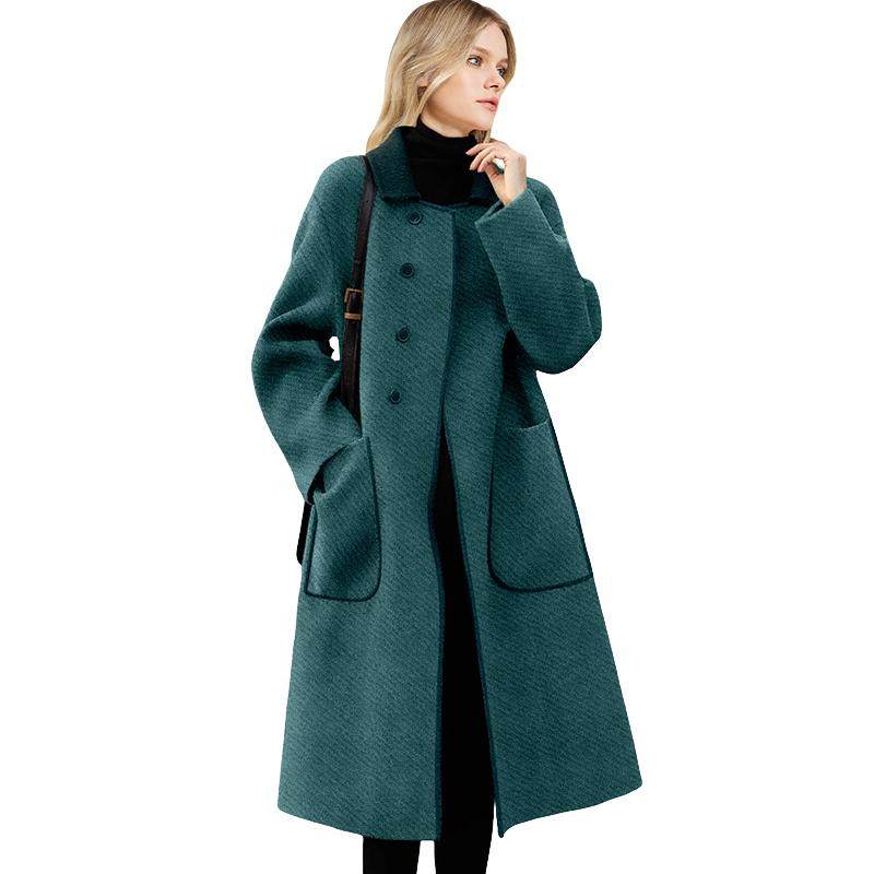 法式翻领呢子大衣女2025年冬装新款韩版中长款宽松百搭毛呢外套潮,淘宝优惠券,粉丝福利购,淘宝优惠卷