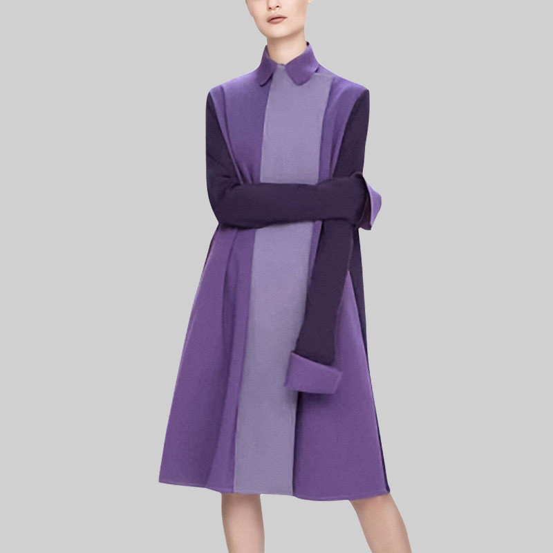 2021新款秋冬休闲气质撞色连衣裙 qooel连衣裙