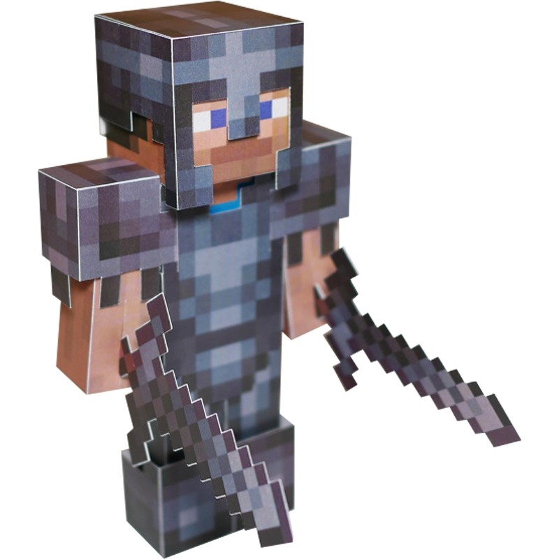 立体手工纸模型我的世界纸模盔甲史蒂夫盔甲纸模可穿戴下界合金套 - 图3