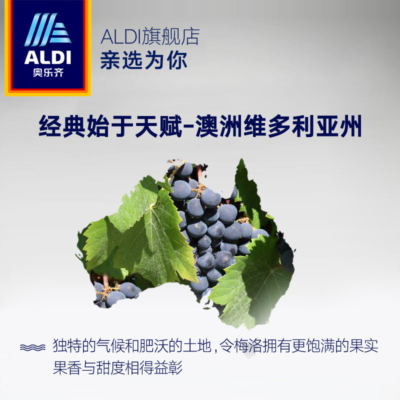 aldi奥乐齐澳洲原瓶进口梅洛干红 ALDI葡萄酒