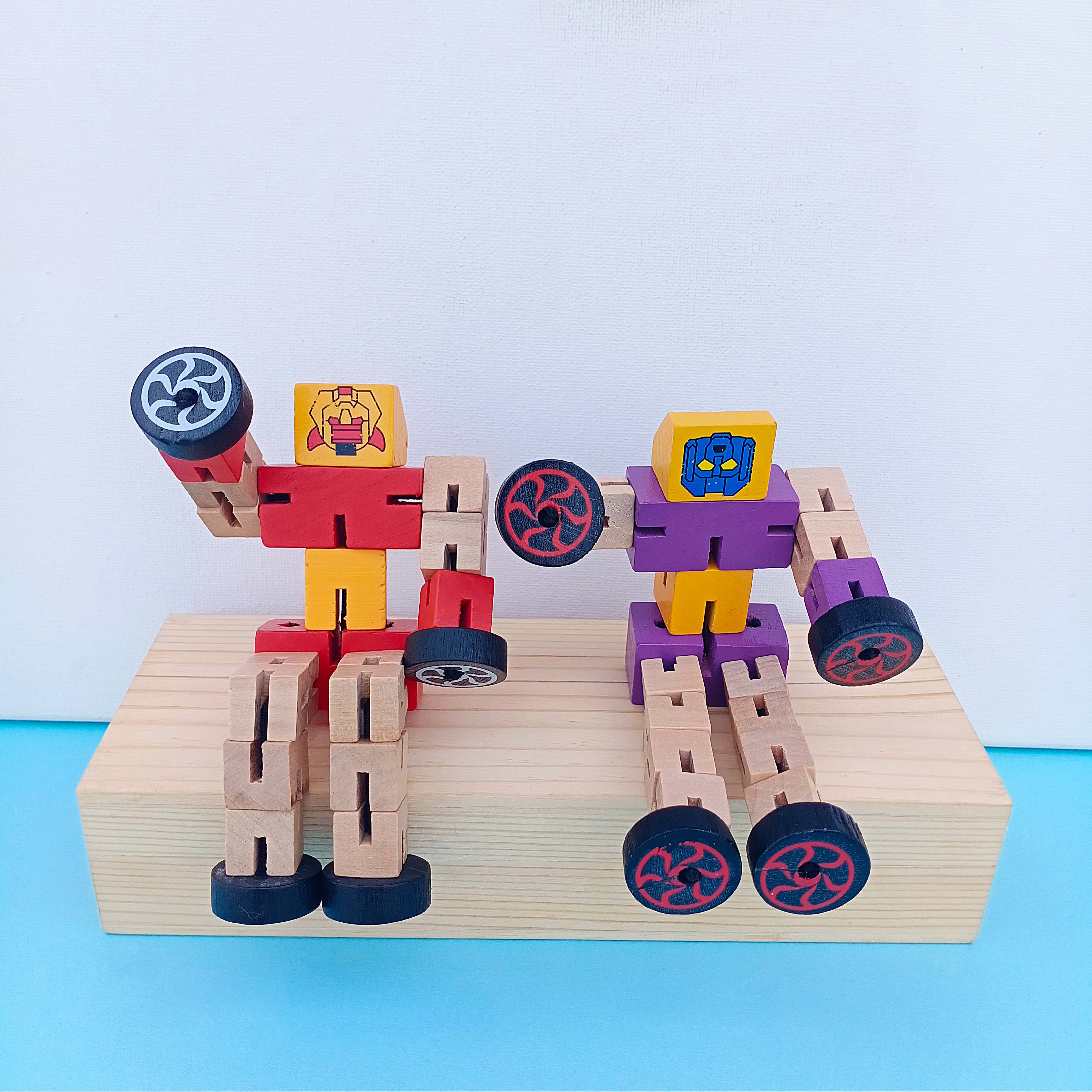 幼儿园3-6岁儿童生日礼物百变积木机器人 小朋友益智玩具摆件木制