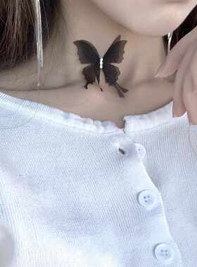 仙女饰品日韩镶钻黑色蝴蝶精灵choker锁骨项链女浪漫度假透明鱼线