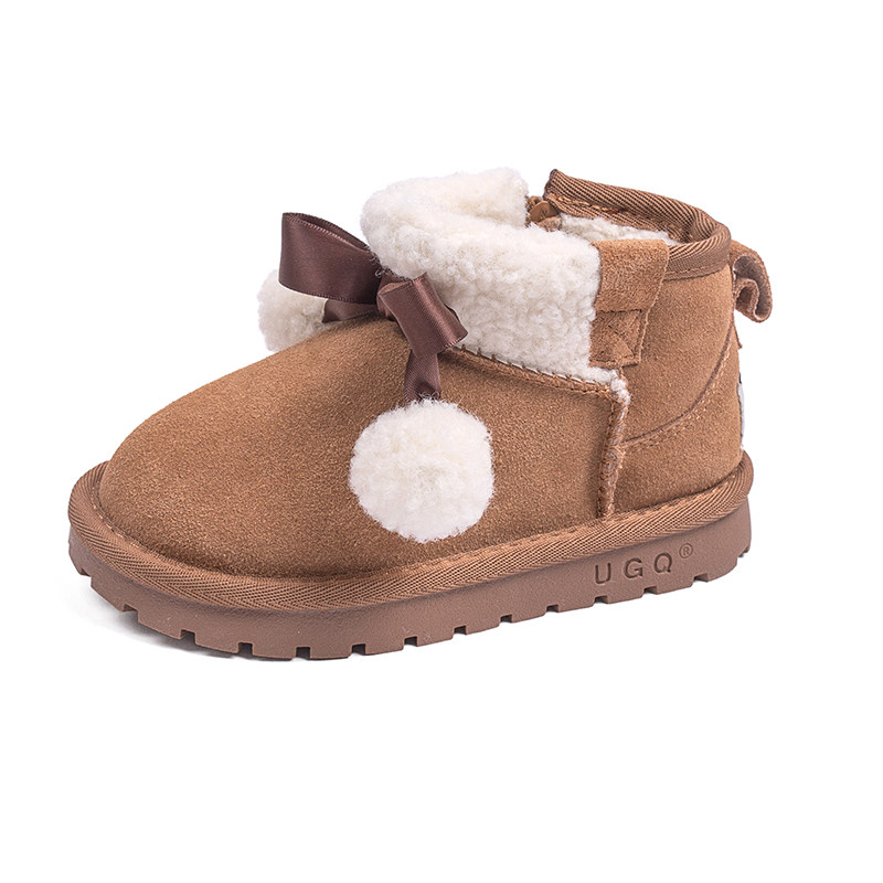 儿童雪地靴2025冬季新款女童蝴蝶结百搭鞋子中大童加绒加厚大棉鞋,淘宝优惠券,粉丝福利购,淘宝优惠卷