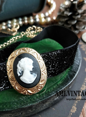 维多利亚风女王头像浮雕短项链