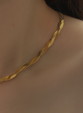 冷淡风高级感K金双层缠绕项链