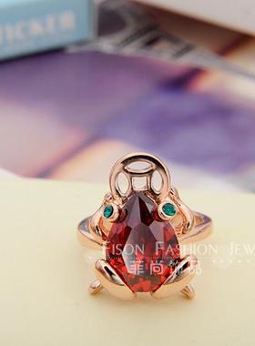 金蟾转运黄水晶合成戒指