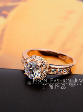群镶仿真韩版饰品结婚钻戒包邮