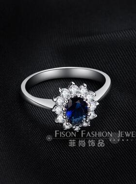 韩版银指环复古红宝石戒指