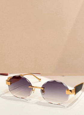 金属椭圆遮阳太阳镜男女款复古风