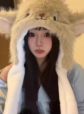 可爱卡通小羊毛绒帽冬季加厚保暖