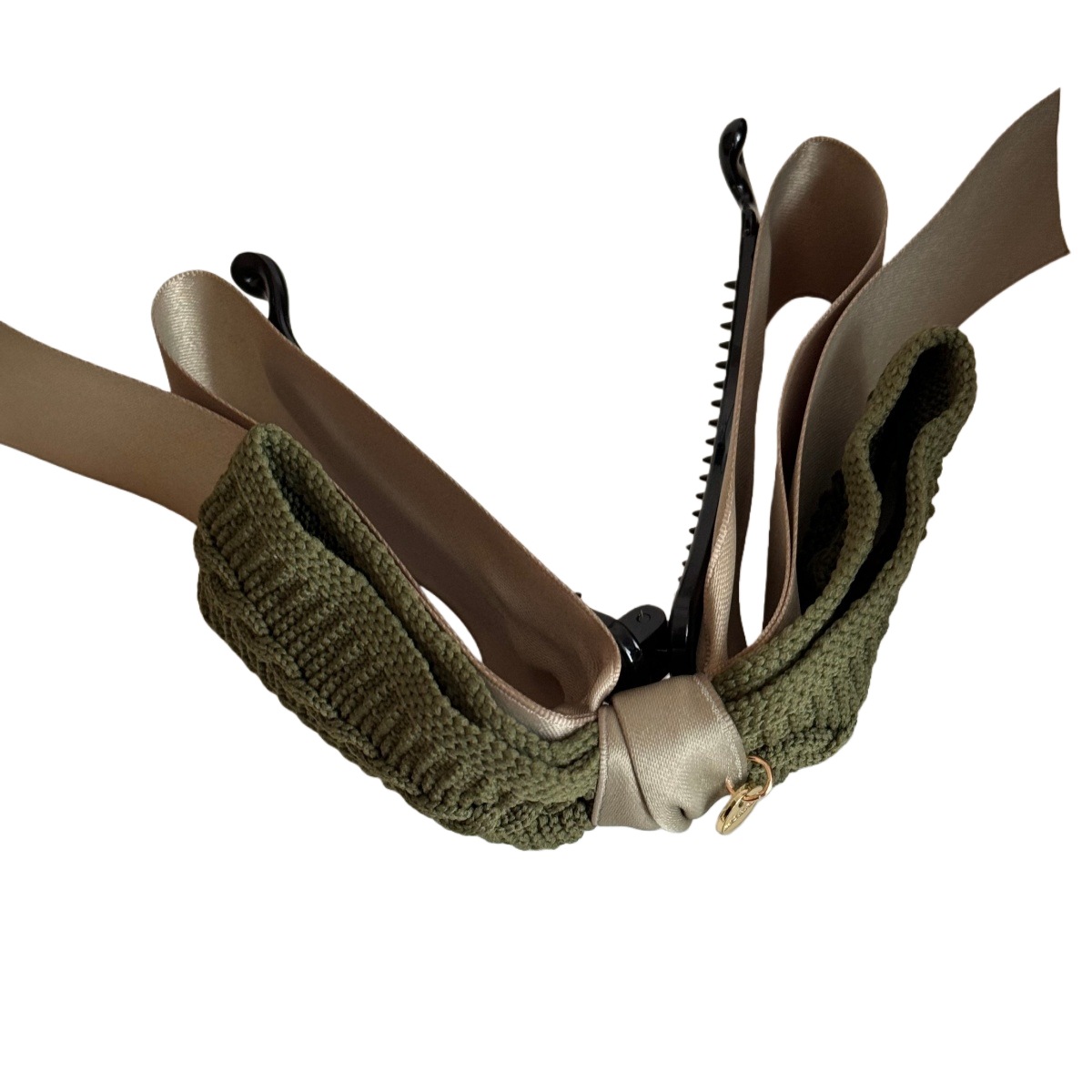 双层金标蝴蝶结发夹高级感精致大号防滑高马尾香蕉夹竖式发卡头饰 - 图3