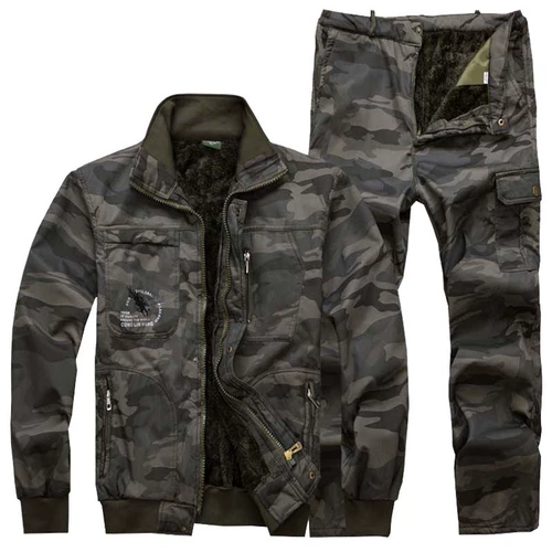 Утепленный демисезонный удерживающий тепло износостойкий камуфляжный комбинезон, свободный крой