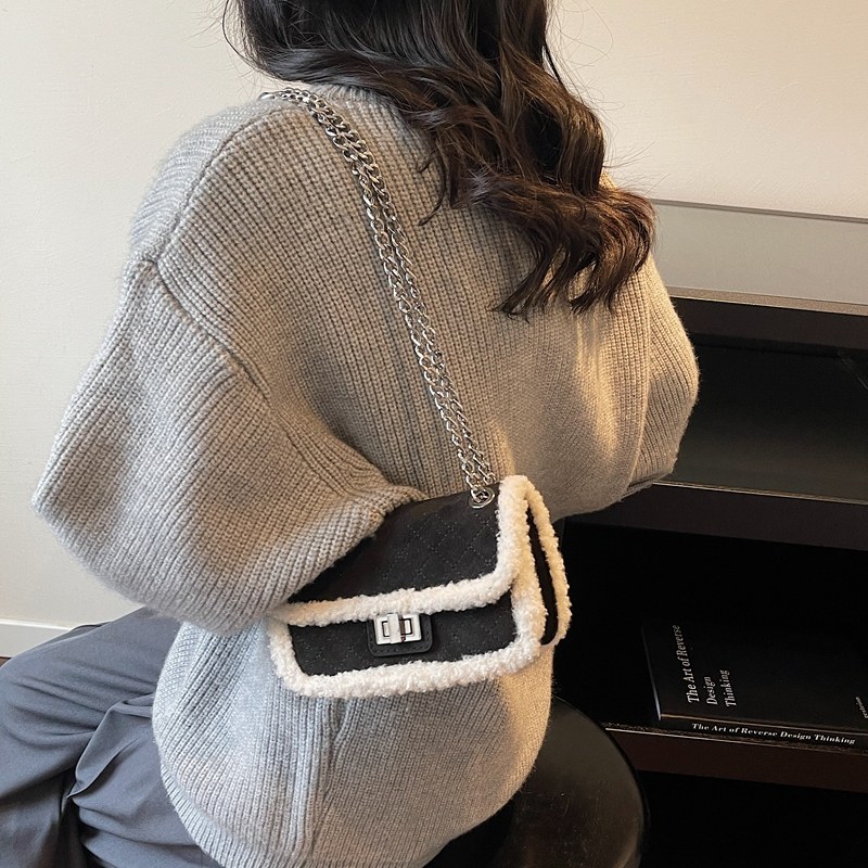 2025秋冬新款潮洋气毛绒迷你菱格链条包单肩斜挎包女包休闲小方包,淘宝优惠券,粉丝福利购,淘宝优惠卷