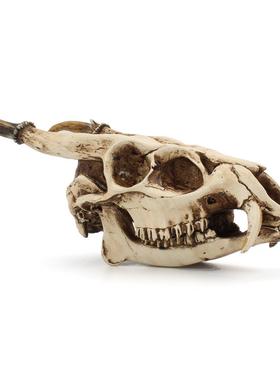 复古仿真立体山羊头骨摆件书房酒吧派对维京哥特风桌面动物装饰品