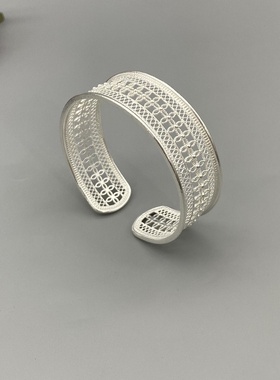 银笙歌民族风超仙女气质足银蕾丝手镯演出敦煌手臂装饰百搭手环