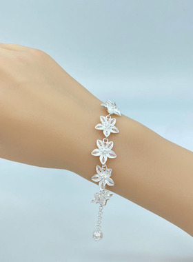 银笙歌女性足银民族风花丝手链