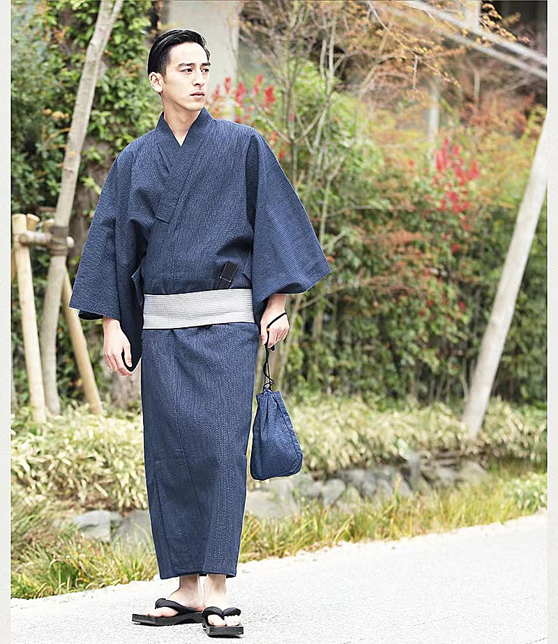 日本传统男士和服浴衣武士款日系家居服拍摄cos旅游含腰带多款式_虎窝淘