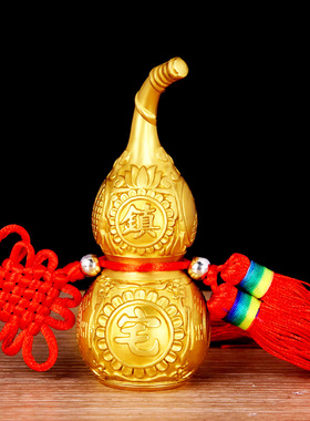 铜葫芦摆件开盖空心五帝钱挂件