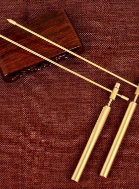 铜寻龙尺一对家居工艺品