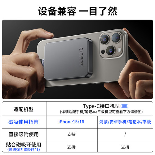 奥睿科磁吸移动固态硬盘1t适用iphone苹果手机移动硬盘2T外置备份 - 图3