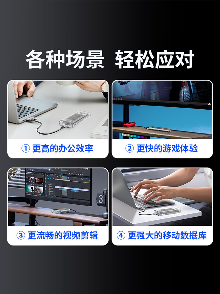 奥睿科USB4硬盘盒移动M.2 NVMe固态硬盘盒 asm2464 兼容雷电4/3 - 图3