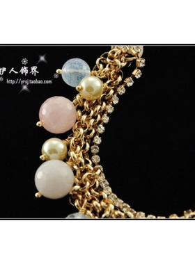 清仓！ 外贸大牌重工天然石丝带 项链毛衣链 手链套装