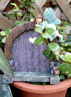 童话造景树脂树装饰品花园壁挂小摆件多肉盆花仙子小屋房子精灵门