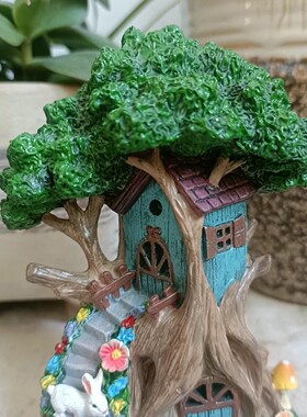 户外庭院房子树屋花园树脂摆件造景童话阳台景观园艺装饰城堡场景