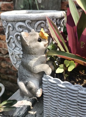 可爱风蝴蝶多肉盆攀爬仿真动物