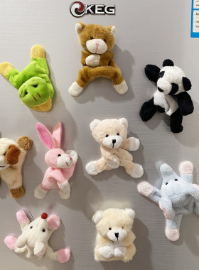 可爱小熊兔子熊猫公仔冰箱贴毛绒动物玩具磁贴留言板卡通小礼物