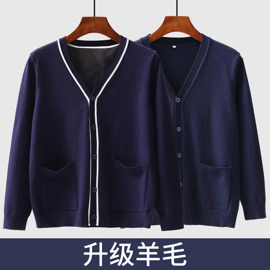 护士毛衣外套开衫女加绒厚保暖大码外穿秋冬季蓝色医院值班工作服