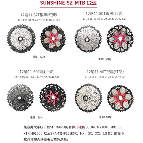 蓝图AX12速山地车变速器套件指拨后拨中空牙盘飞轮50 52T链条中套 - 图1