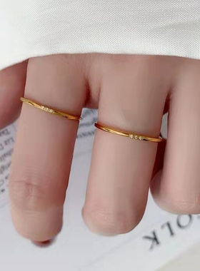 极细！不掉色戒指18K新款潮女