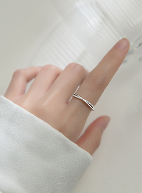 s925银女日系简约时尚学生指环戒