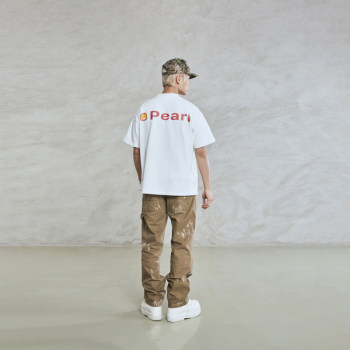 PMW retro heavyweight washed distressed summer-sleeved short-wear worn reverse wear spoof printed pearl T-shirt OVERSIZE