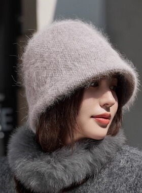 谷兜空间盆帽出游甜美女冬长兔毛
