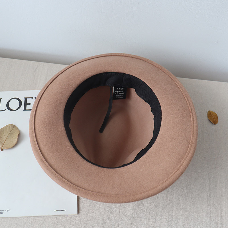 澳洲羊毛大檐礼帽女秋冬英伦复古百搭时尚毛呢帽爵士帽平顶毡帽子,淘宝优惠券,粉丝福利购,淘宝优惠卷