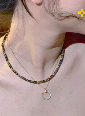 diiko彩色天然石原创设计项链