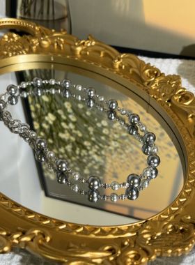 珍珠项链女高级感叠戴复古小众设计感双扣毛衣链独特