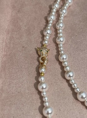 暴富长款珍珠毛衣链女 双层施家人造珍珠项链轻奢时尚新中式