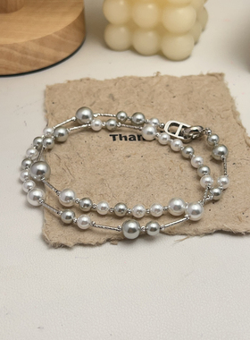 人造施家珍珠项链女轻奢小众高级感毛衣颈链