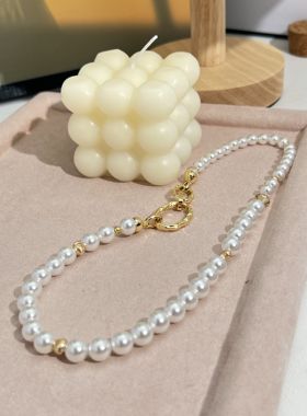 施家人造珍珠项链手链套装 毛衣链长款澳白