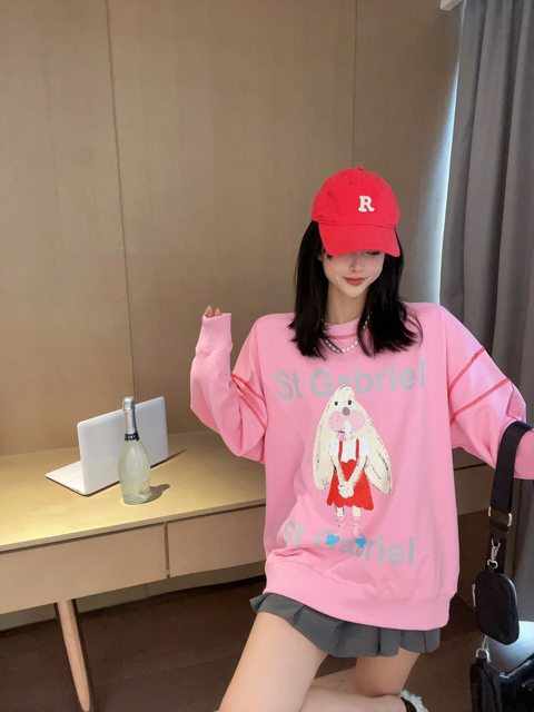 Thick terry cotton loose casual cotton sweatshirt cute cartoon