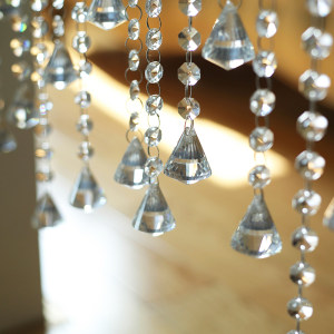 米家八角珠水晶珠帘隔断帘成品卧室门帘装饰客厅玄关半挂吊线帘子