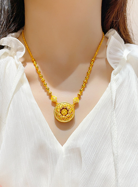 女沙金点钻螺钿凤羽莲花罗盘套链