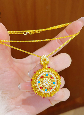 女沙金花丝如意灵转八宝罗盘